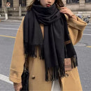 Cachecol Pashmina Unissex com Franjas em Poliéster 230g